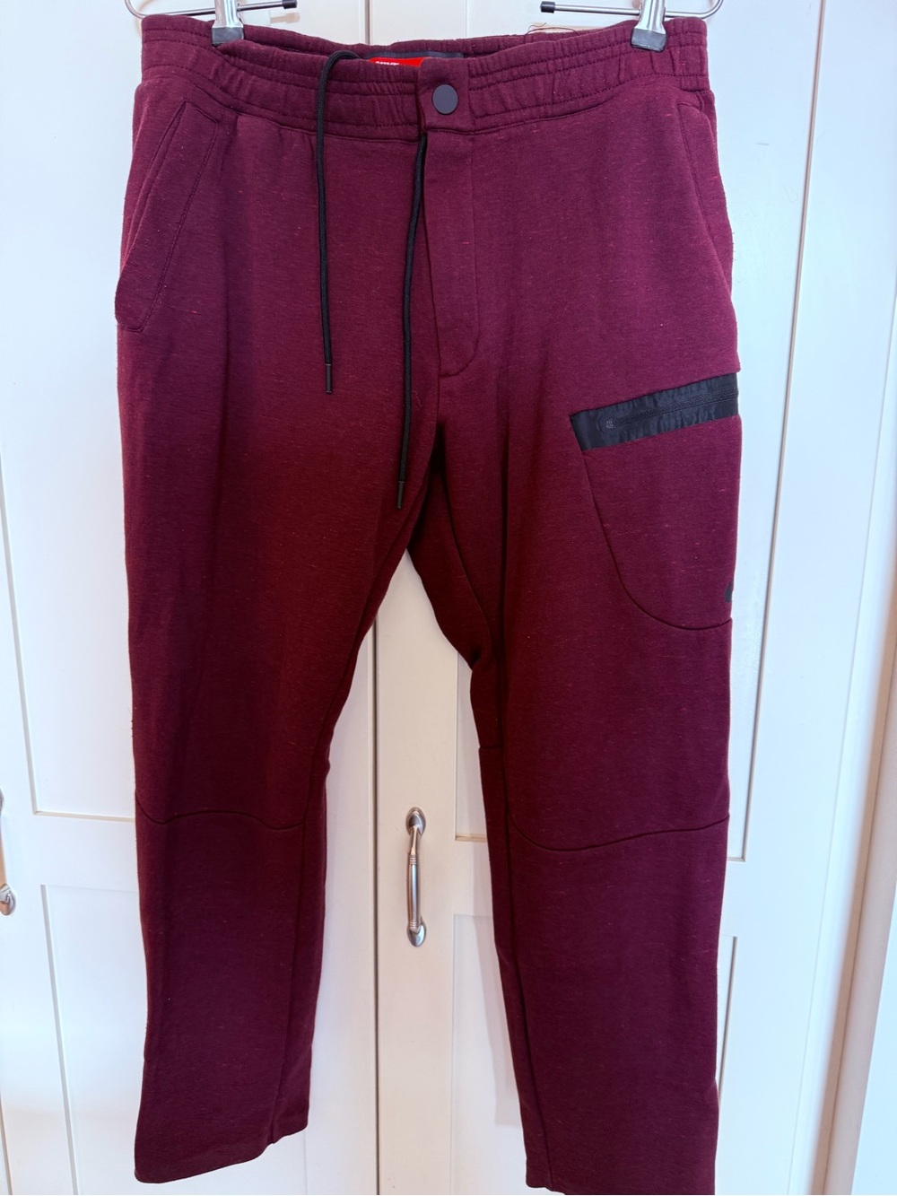 Nike Men's Burgundy Jogger Pants with Black Drawstring